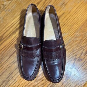 GH Bass & CO Brown/Burgundy Loafers Tassel Buckle Strap 10M All Leather